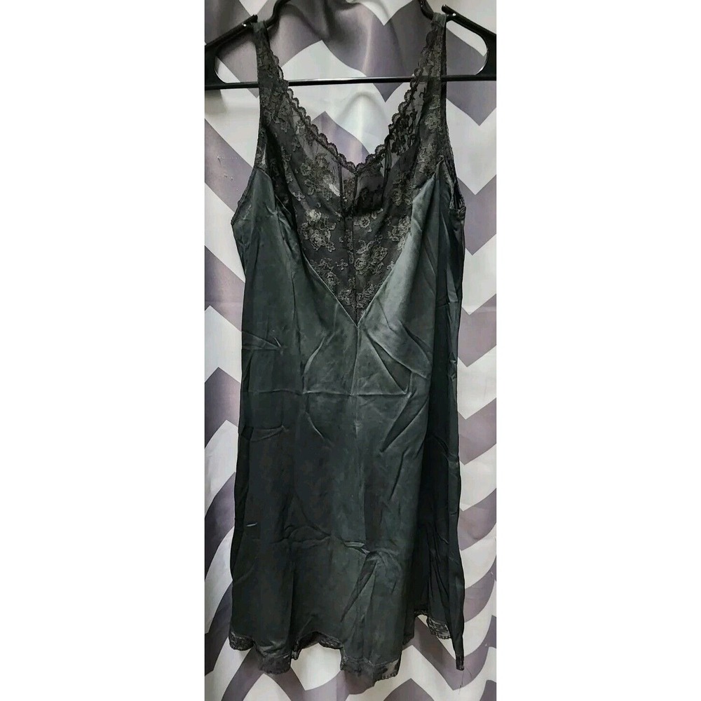 Vintage 1970's JEUNIQUE Sleeveless Black Nightgown Slip Intimate Fashions Small